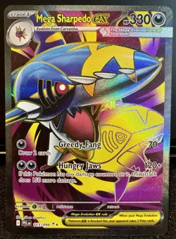 2025 Pokemon MEGA SHARPEDO EX #113/094 Phantasmal Flames Ultra Rare English - Image 1