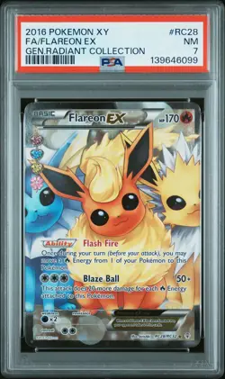 2016 POKEMON XY GENERATIONS RADIANT COLL #RC28 FULL ART/FLAREON EX PSA 7 - Image 1