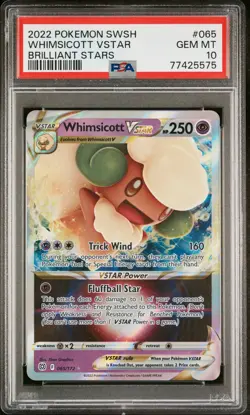 2022 Pokemon Whimsicott Vstar #065 Brilliant Stars Full Art PSA 10 Graded Card - Image 1