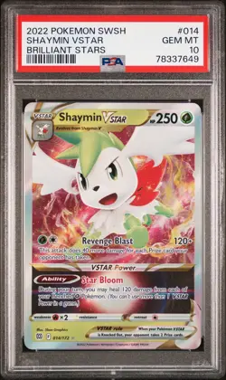 2022 Pokemon Shaymin Vstar #014 Brilliant Stars Full Art PSA 10 Graded Card - Image 1