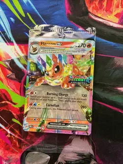 Pokemon TCG Flareon EX Prismatic Evolutions Stamped Promo Card 014/131 Sealed - Image 1