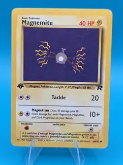 Pokemon Cards: Team Rocket 1st Edition Common: Magnemite 60/82 Vintage WOTC - Image 1