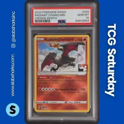 2023 POKEMON SWSH CROWN ZENITH #020/159 RADIANT CHARIZARD PLAYER STAMPED PSA 10 - Image 1
