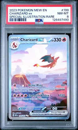 2023 POKEMON MEW EN-151 SPECIAL ILLUSTRATION RARE #199 CHARIZARD EX PSA 8 - Image 1