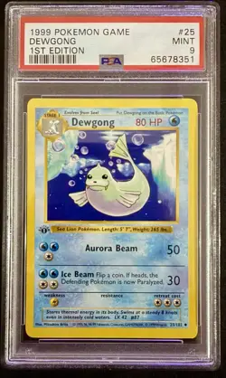 Pokemon 1st Edition Shadowless Base Set Dewgong PSA 9 - Image 1