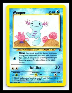 💥 WOOPER NON HOLO # 71/75 | NEO DISCOVERY SET | Pokemon 2001 TCG Vintage Card - Image 1