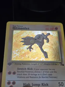 1999 Pokemon Fossil Hitmonlee Holo 1st Edition #7/62 - Image 3