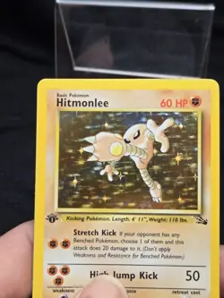 1999 Pokemon Fossil Hitmonlee Holo 1st Edition #7/62 - Image 4