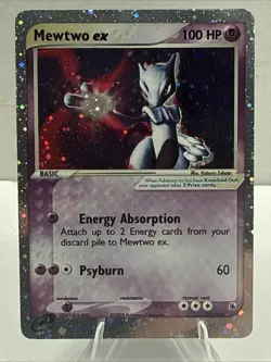Pokemon Mewtwo EX TCG 101/109 Ruby & Sapphire Ultra Rare Half Swirl 2003 - Image 1