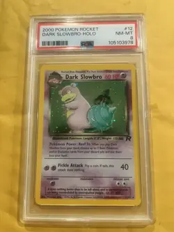 Pokemon Dark Slowbro TCG Holo Rare Card 12/82 PSA 8 - Image 1