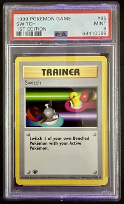 Pokemon 1st Edition Shadowless Base Set Trainer Switch PSA 9 - Image 1