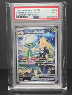 2025 POKEMON DRI EN-DESTINED RIVALS #184 CYNTHIA'S ROSERADE ILLUST. RARE - PSA 9 - Image 1