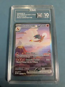 Pokemon TCG Charizard Ex 199 SIR SV: 151 TAG GEM MINT 10 - Image 1