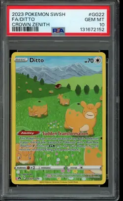 2023 POKEMON SWORD & SHIELD CROWN ZENITH #GG22 FULL ART/DITTO PSA 10 - Image 1