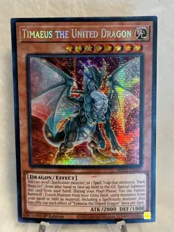 YUGIOH Timaeus The United Dragon MP23-EN003 Prismatic Secret Rare 1st Edition - Image 1