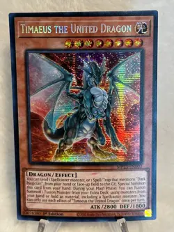 YUGIOH Timaeus The United Dragon MP23-EN003 Prismatic Secret Rare 1st Edition - Image 2