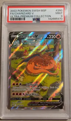 Charizard V 260 PSA 9 2022 UPC Black Star Promo Pokemon - Image 1