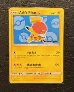 Pokemon TCG Ash’s Pikachu SM114 Black Star Promo Card NM/M - Image 1