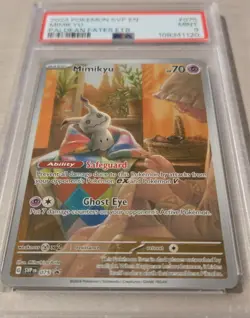PSA 9 Mimikyu SVP 075 Paldean Fates ETB Promo Pokemon Card - Image 2
