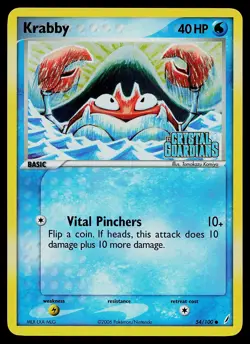 Pokemon Card - Krabby Crystal Guardians 54/100 Common Reverse Holo STAMPED - Image 1