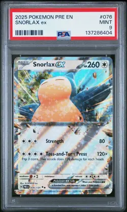 PSA MINT 9 - 2025 POKEMON PRE EN-PRISMATIC EVOLUTIONS 076 SNORLAX ex - Image 1
