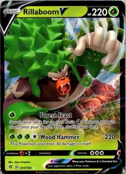Rillaboom V 017/192 Ultra Rare Pokemon Sword & Shield: Rebel Clash NM (SKU 1-3) - Image 1