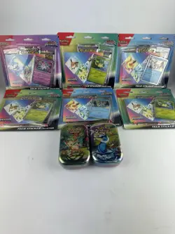 Pokemon Prismatic Evolutions Tech Sticker Collection Lot of 6 + 2 Tins Sealed - Image 1