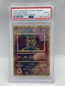 2000 Pokemon Ancient Mew PSA 9 MINT Pokemon Movie Game Promo Double Holo Card - Image 1