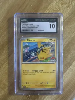 CGC Gem Mint 10 Pikachu Black Star Promo 190 Pokemon TCG Card Graded English - Image 1