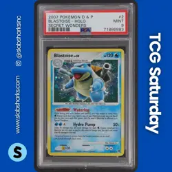 2007 POKEMON DP SECRET WONDERS #2/132 BLASTOISE HOLO RARE HOLO BLEED ERROR PSA 9 - Image 1