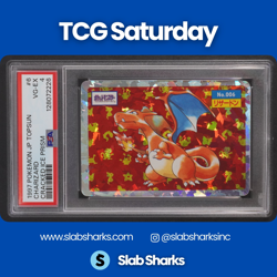 1997 POKEMON JAPANESE TOPSUN #6 CHARIZARD CRACKED ICE PRISM PSA 4 - Image 1