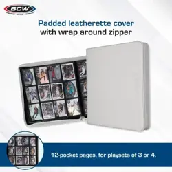 BCW White Z-Folio Pages LX Album 12 Pocket Trading Cards Zipper Binder - Image 2