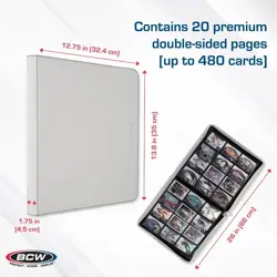 BCW White Z-Folio Pages LX Album 12 Pocket Trading Cards Zipper Binder - Image 3
