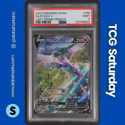 2022 POKEMON SWSH LOST ORIGIN FRENCH #180/196 PTERA V (AERODACTYL) ALT ART PSA 9 - Image 1