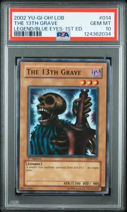 2002 YU-GI-OH! LOB-LEGEND OF BLUE EYES WHITE DRAGON 1ST ED THE 13TH GRAVE PSA 10 - Image 1