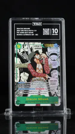 One Piece OP14-119 The Azure Sea’s Seven - Dracule Mihawk MANGA Alt Art - TAG 10 - Image 1