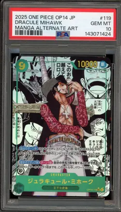 One Piece CCG Dracule Mihawk Japanese Manga Alternate Art OP14-119 PSA 10 - Image 1