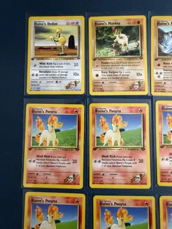 1st Edition Pokemon Card Lot Gym Challenge Blaine Ponyta 64/132 LP/MP Mankey 63 - Image 2