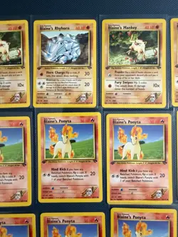 1st Edition Pokemon Card Lot Gym Challenge Blaine Ponyta 64/132 LP/MP Mankey 63 - Image 3