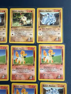 1st Edition Pokemon Card Lot Gym Challenge Blaine Ponyta 64/132 LP/MP Mankey 63 - Image 4