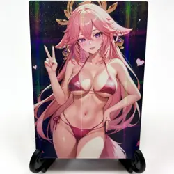 Genshin Impact Yae Miko Sexy Anime Waifu Bikini Girl Lewd Goddess Story Art Card - Image 2