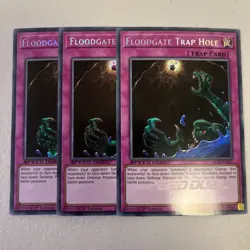 Yugioh Floodgate Trap Hole SGX1 1st Edition Secret Rare 3 Card Set NM - Image 1