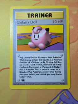 Clefairy Doll 1999 Pokemon TCG Base Set 70/102 1st First Edition Card MP - Image 1