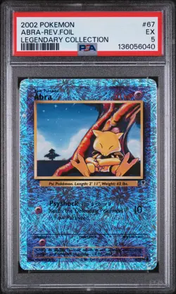2002 POKEMON LEGENDARY COLLECTION #67 ABRA-REVERSE FOIL PSA 5 - Image 1