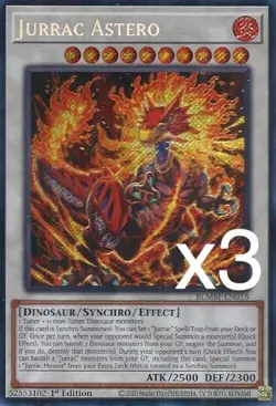 3X Yugioh Jurrac Astero BLMM-EN018 1st Edition Secret Rare NM - Image 1