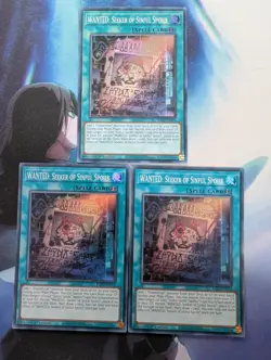 YuGiOh! WANTED: Seeker of Sinful Spoils RA03-EN074 Super Rare x 3 PLAYSET 1st Ed - Image 1