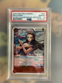 2023 ONE PIECE STORE CHAMPIONSHIP PARTICIPATION #017 NICO ROBIN PSA 10 OP01-017 - Image 1