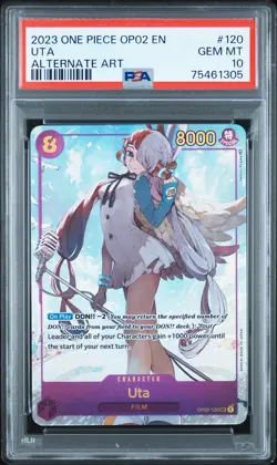 2023 ONE PIECE OP02-PARAMOUNT WAR ALTERNATE ART #120 UTA PSA 10 - Image 1