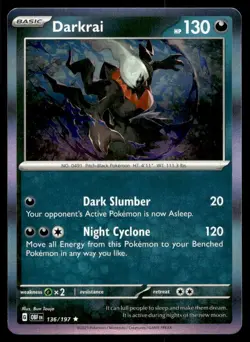 Darkrai 136/197 Pokemon Card Obsidian Flames Rare 130 HP Holo Lightly Played XA - Image 1