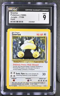 CGC 9 MINT Snorlax 1999 Jungle 11/64 Holo Pokemon Card - Image 1